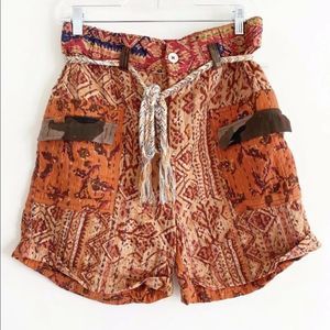 Free People Shorts Kanthi Quilted Patchwork Belt